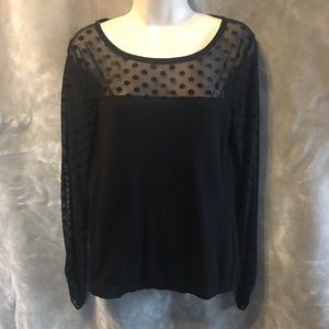 Black Sheer With polka dots Sweater